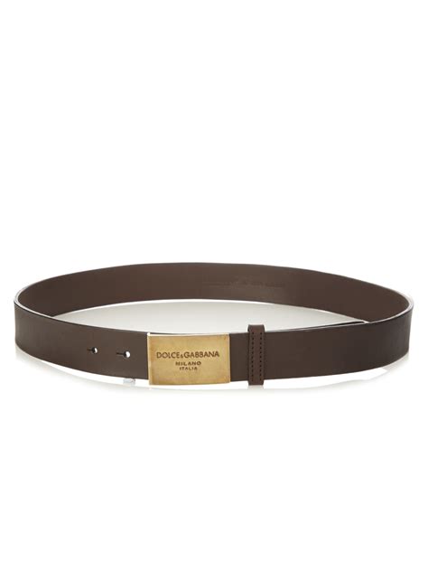 DOLCE & GABBANA Brown Leather Logo Belt Cintura Gürtel 